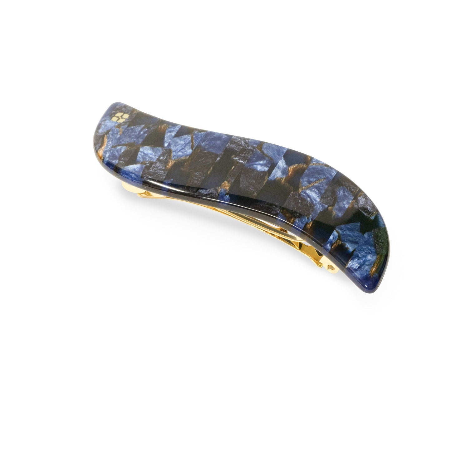 Wave Barrette in Sapphire | Dark Blue Gemstone Acetate French Hair Clip Non Slip