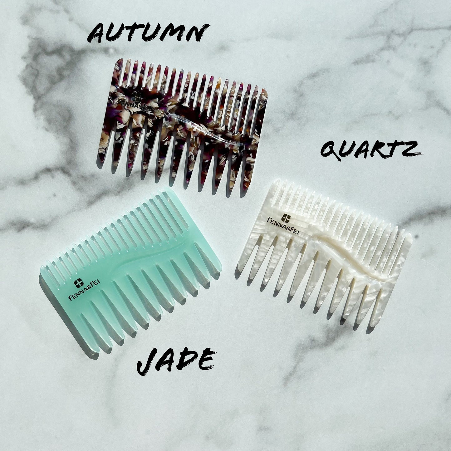 Duet Comb Collection | Tortoise Shell Hair Comb Pick Double Sided Hand Held Cellulose Acetate Resin