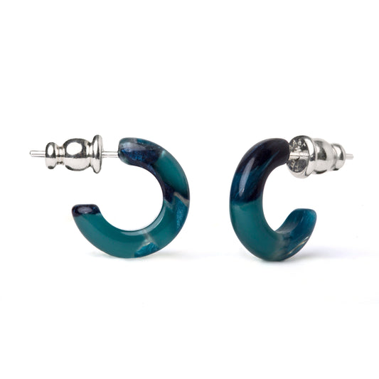 Huggie Hoops In The Canyon Collection | Cellulose Acetate Resin Gemstone Hoop Earrings 925 Sterling Silver Posts