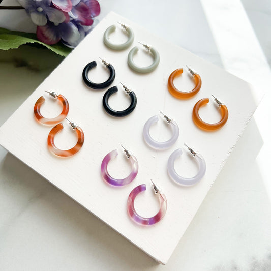 New Ultra Mini Hoops | Small Hoop Earrings Cellulose Acetate 925 Sterling Silver Posts
